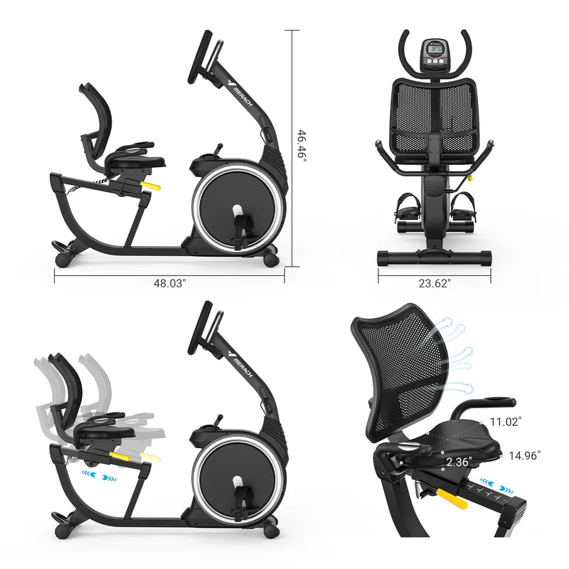 High-end Recumbent Exercise Bike for Home, Magnetic Recumbent Stationary Bike with Bluetooth