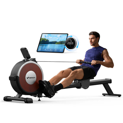 Pro Electromagnetic Rowing Machine, Magnetic Rower Machine for Home, 16 Levels of Quiet Resistance, Dual Slide Rail