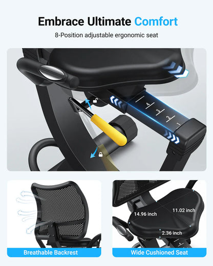 High-end Recumbent Exercise Bike for Home, Magnetic Recumbent Stationary Bike with Bluetooth