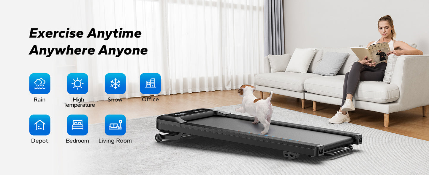 Walking Pad Treadmill with Auto Incline, 2.5HP Quiet Under Desk Treadmill for Home & Office